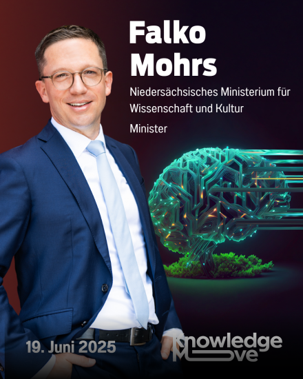Falko Mohrs, Minister im Niedersächsischen Ministerium für Wissenschaft und Kultur, KnowledgeMove, 19. Juni 2025.
